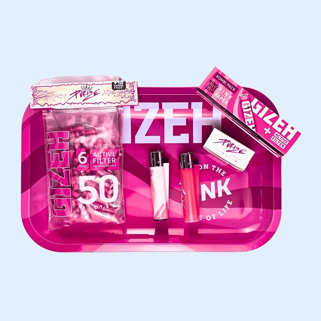 Skunaby All Pink Bundle – stylisches Rolling Set in Rosa mit Tray, Papers und Filtern