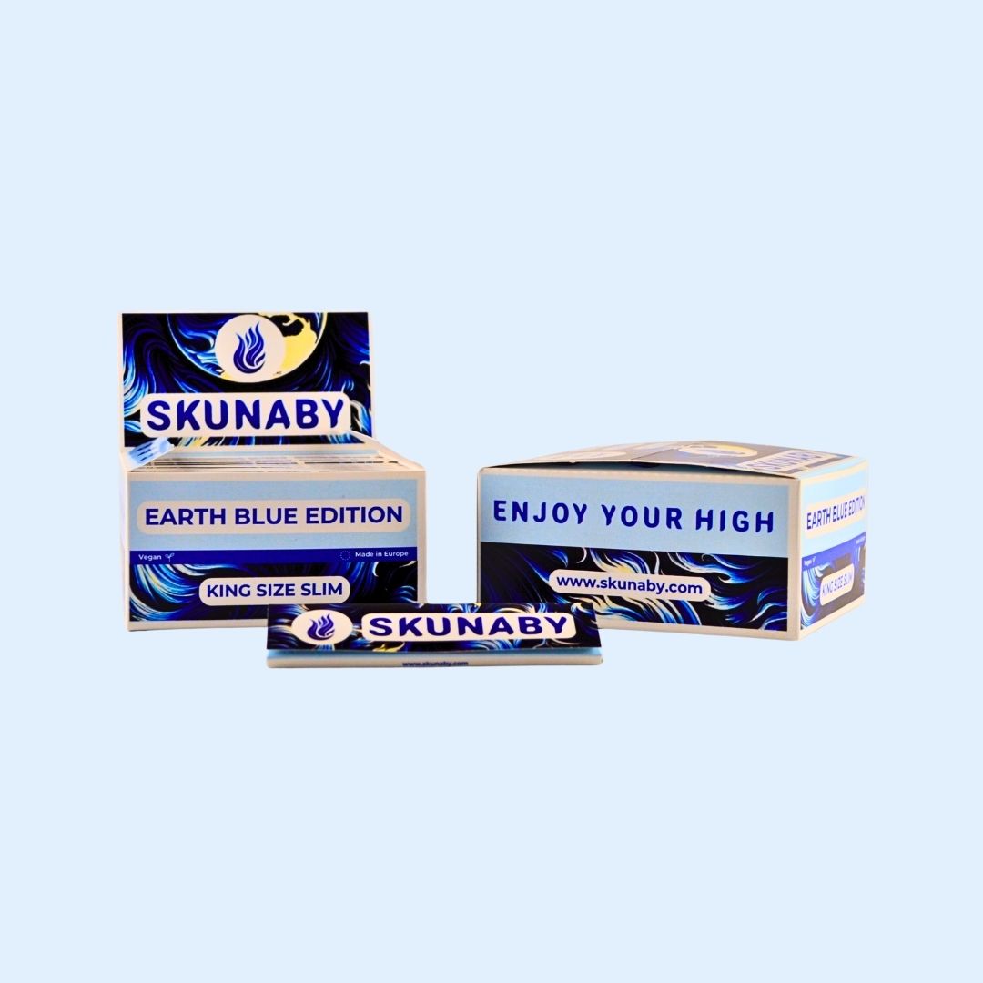 „Inhalt der Skunaby EarthBlueEdition 40x Box – 32 Blättchen pro Packung“